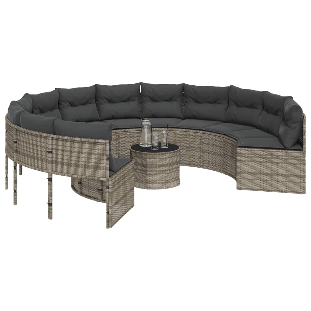 Canapé De Jardin Avec Table Coussins Gris Résine Tressée Gris Et Gris Foncé
