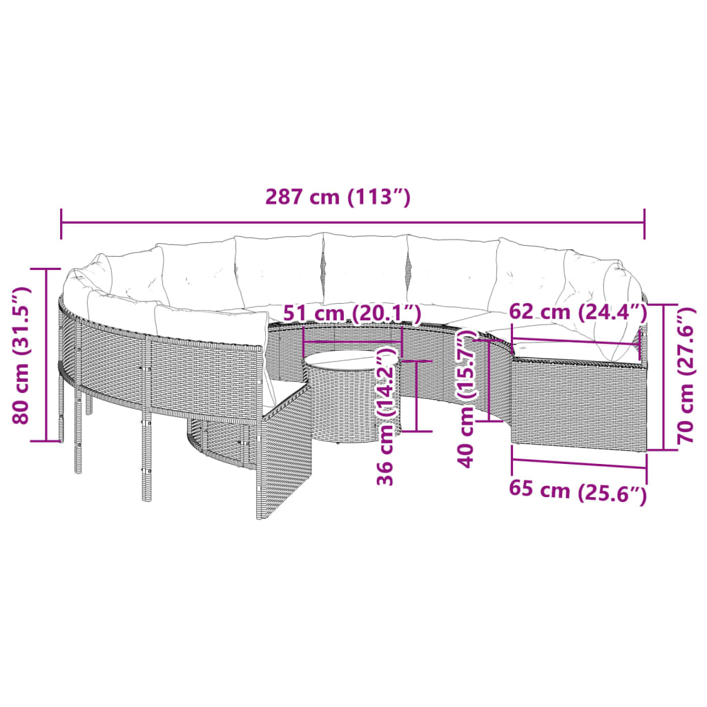Canapé De Jardin Avec Table Coussins Gris Résine Tressée Gris Et Gris Foncé