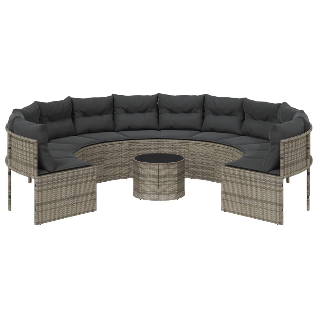 Canapé De Jardin Avec Table Coussins Gris Résine Tressée Gris Et Gris Foncé