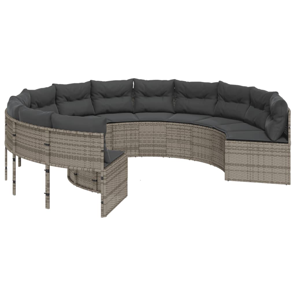 Canapé De Jardin Avec Table Coussins Gris Résine Tressée Gris Et Gris Foncé