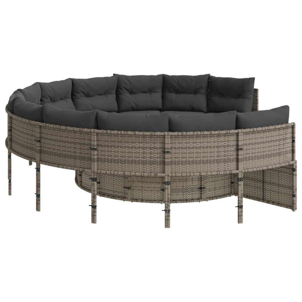 Canapé De Jardin Avec Table Coussins Gris Résine Tressée Gris Et Gris Foncé