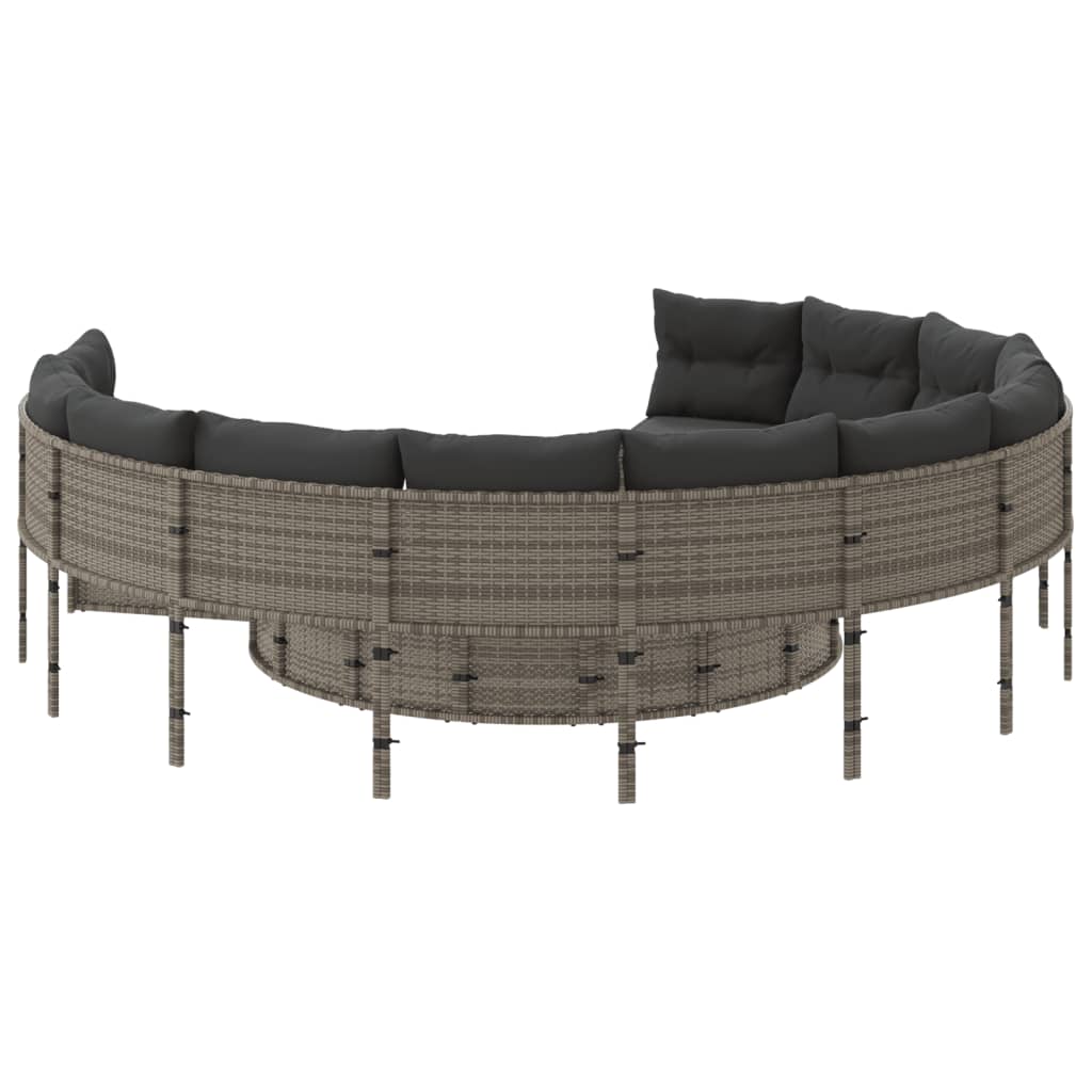 Canapé De Jardin Avec Table Coussins Gris Résine Tressée Gris Et Gris Foncé