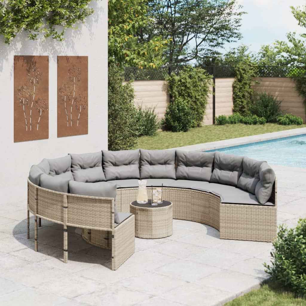 Canapé De Jardin Avec Coussins Beige Résine Tressée Beige Et Gris Clair