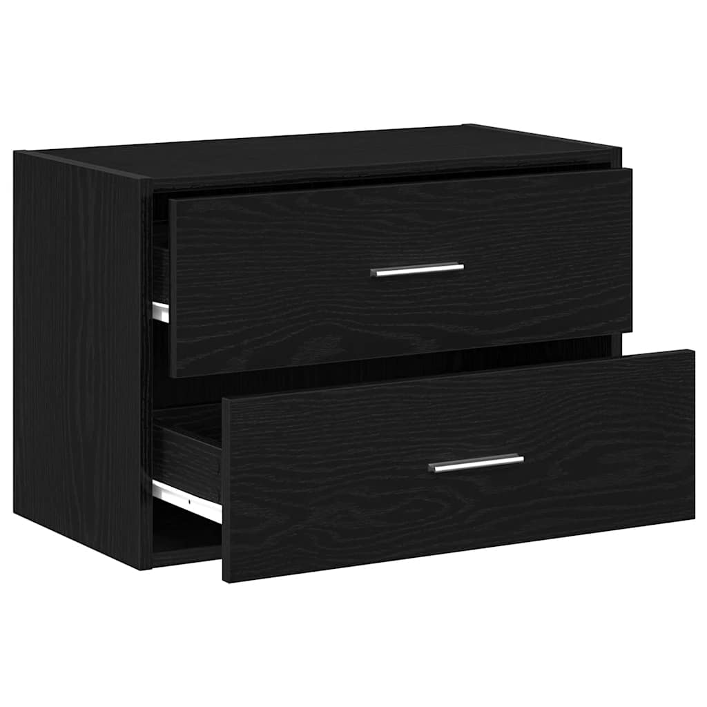Chest of 2 drawers black oak 60x31x40 cm engineered wood