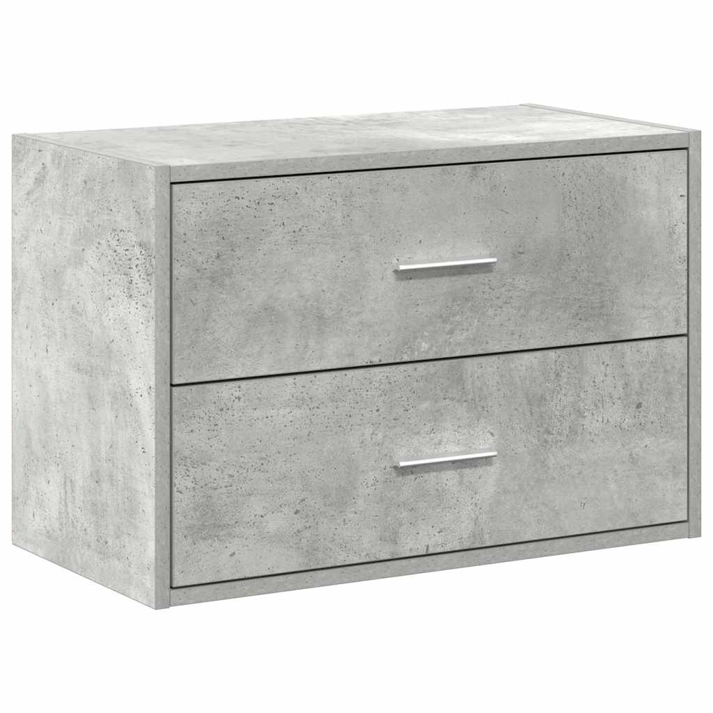Concrete Grey Engineered Wood Cabinet with 2 Drawers 60x31x40 cm
