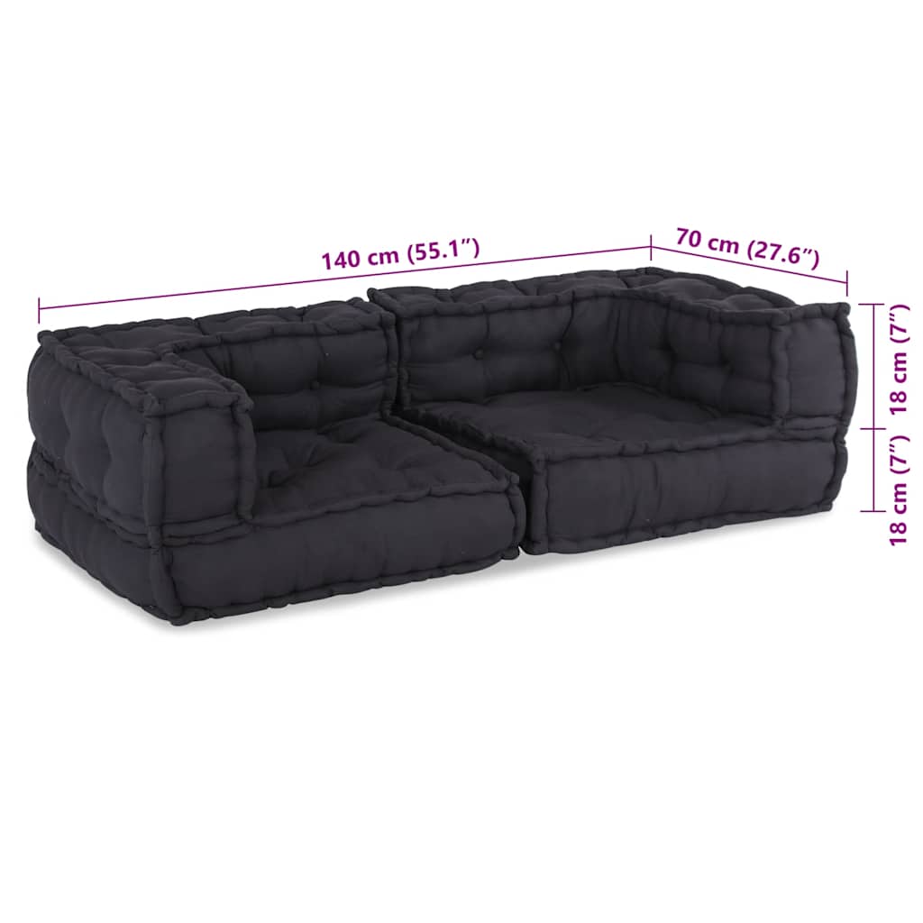Canapé Modulaire 2 Places 140X70X36 Tissu