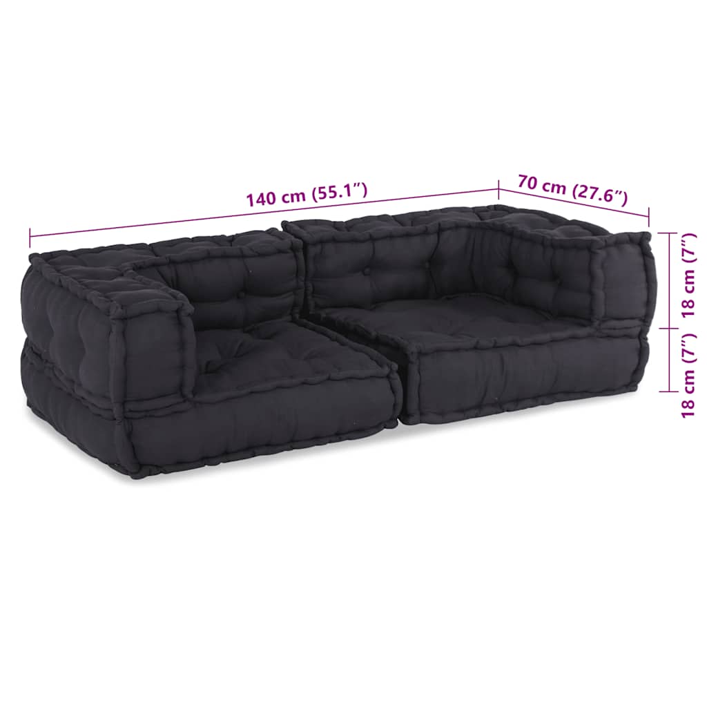 Canapé Modulaire 2 Places 140X70X36 Tissu