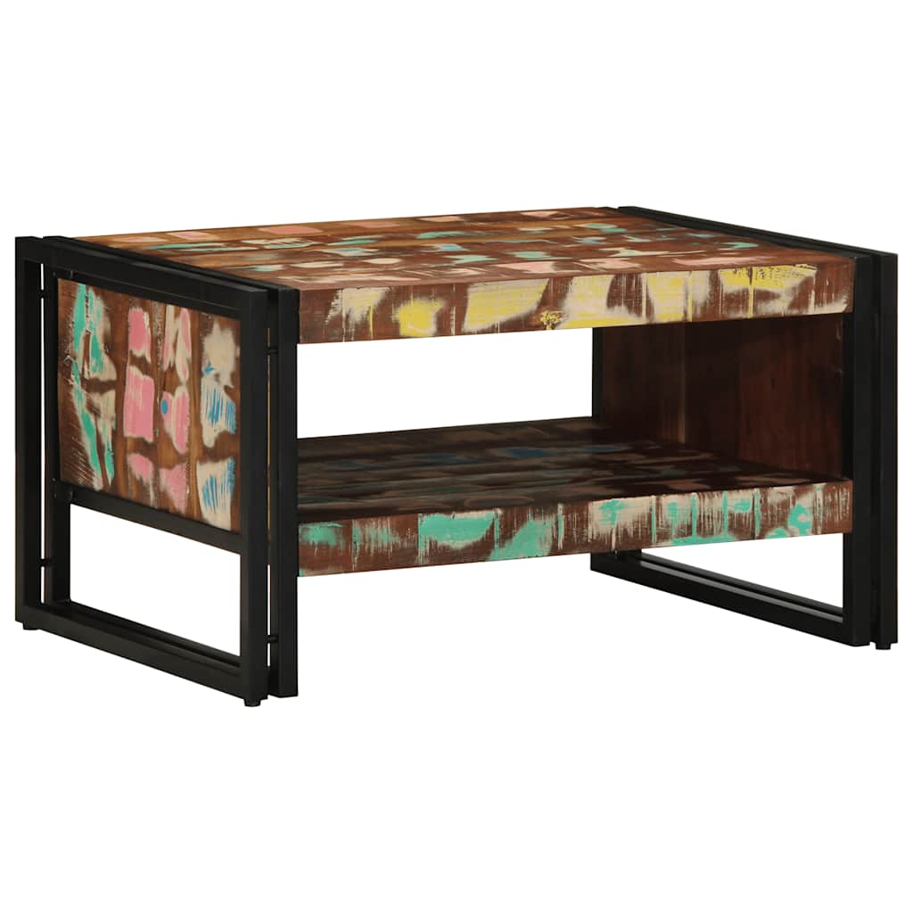Table Basse Multicolore 70X50X38 Cm Bois De Récupération Massif