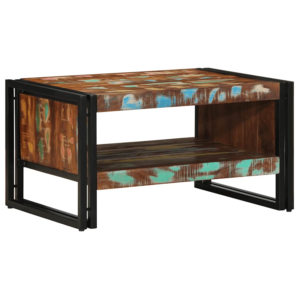 Table Basse Multicolore 70X50X38 Cm Bois De Récupération Massif