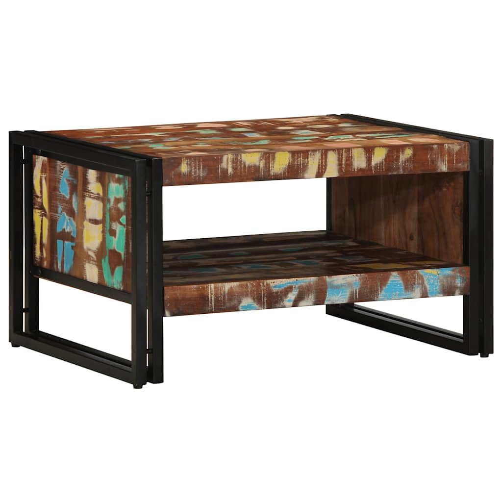 Table Basse Multicolore 70X50X38 Cm Bois De Récupération Massif