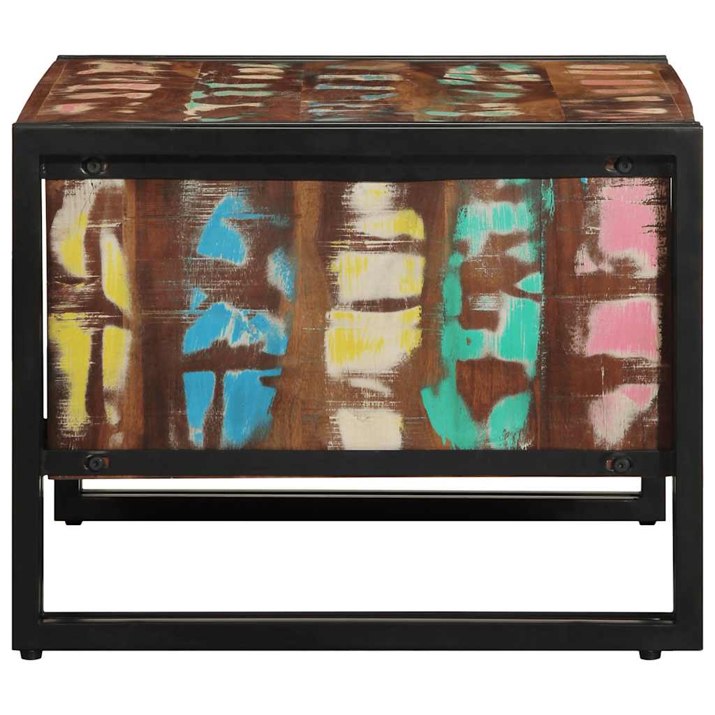Table Basse Multicolore 70X50X38 Cm Bois De Récupération Massif