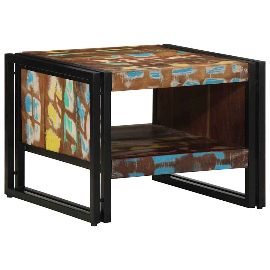 Table Basse Multicolore 70X50X38 Cm Bois De Récupération Massif