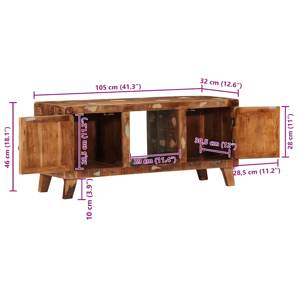 Meuble Tv 105X46X32 Cm Bois Massif De Récupération