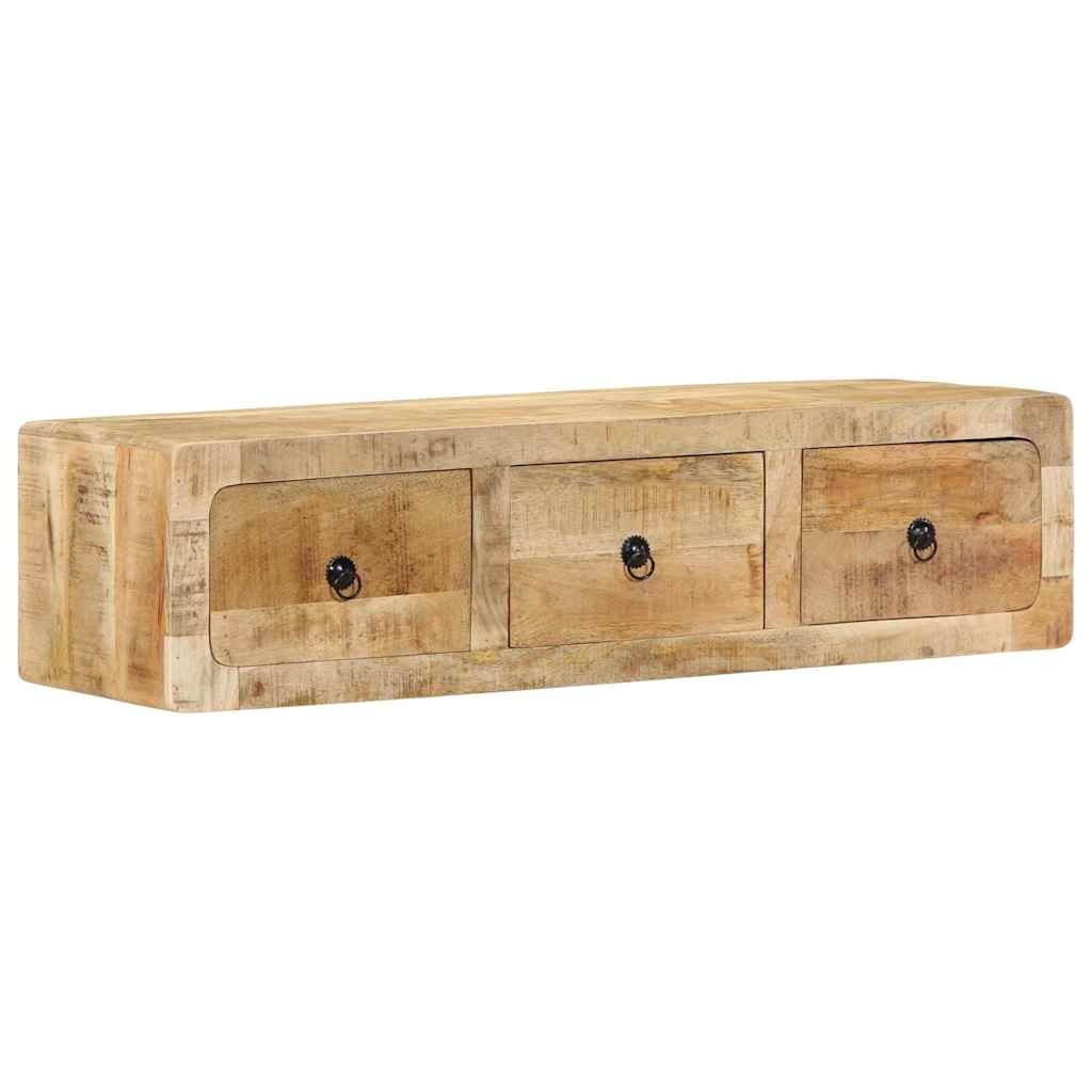 Meuble Tv Mural 100X32X25 Cm Bois Massif Manguier Brut