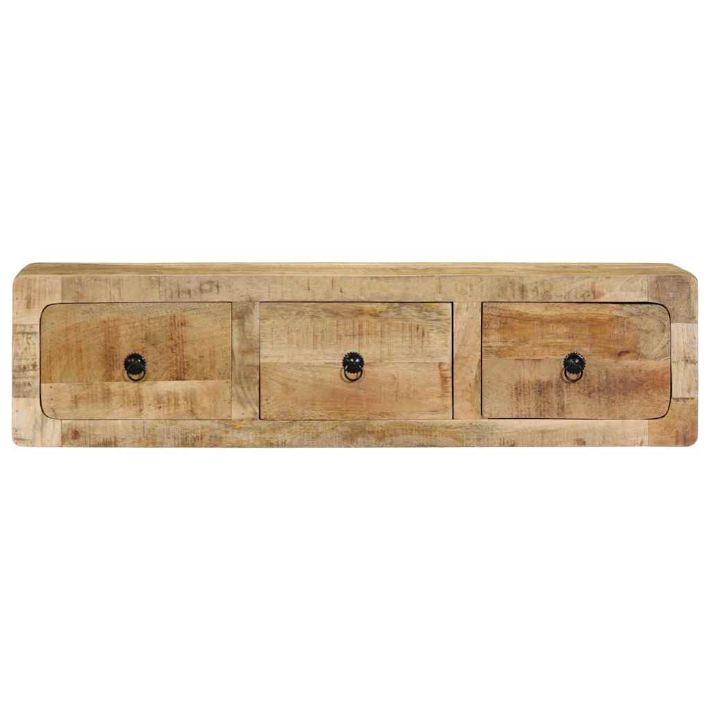 Meuble Tv Mural 100X32X25 Cm Bois Massif Manguier Brut