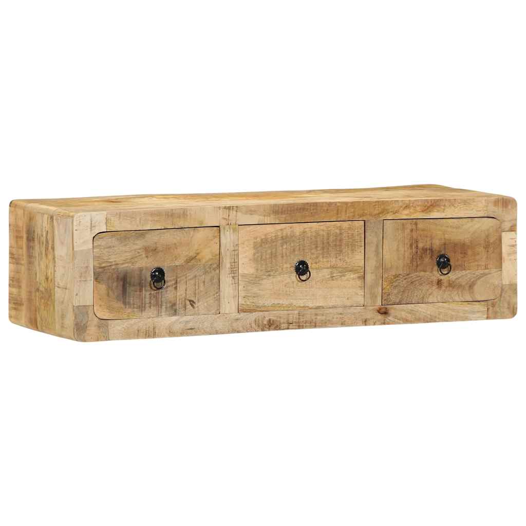 Meuble Tv Mural 100X32X25 Cm Bois Massif Manguier Brut