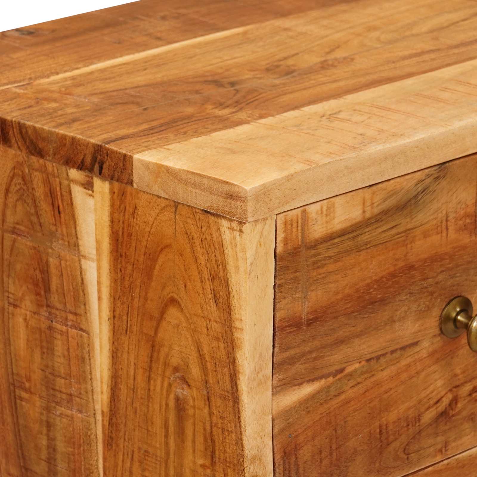 Commode Avec Porte Naturel 55 X 30 X 90 Cm Bois D'acacia Massif