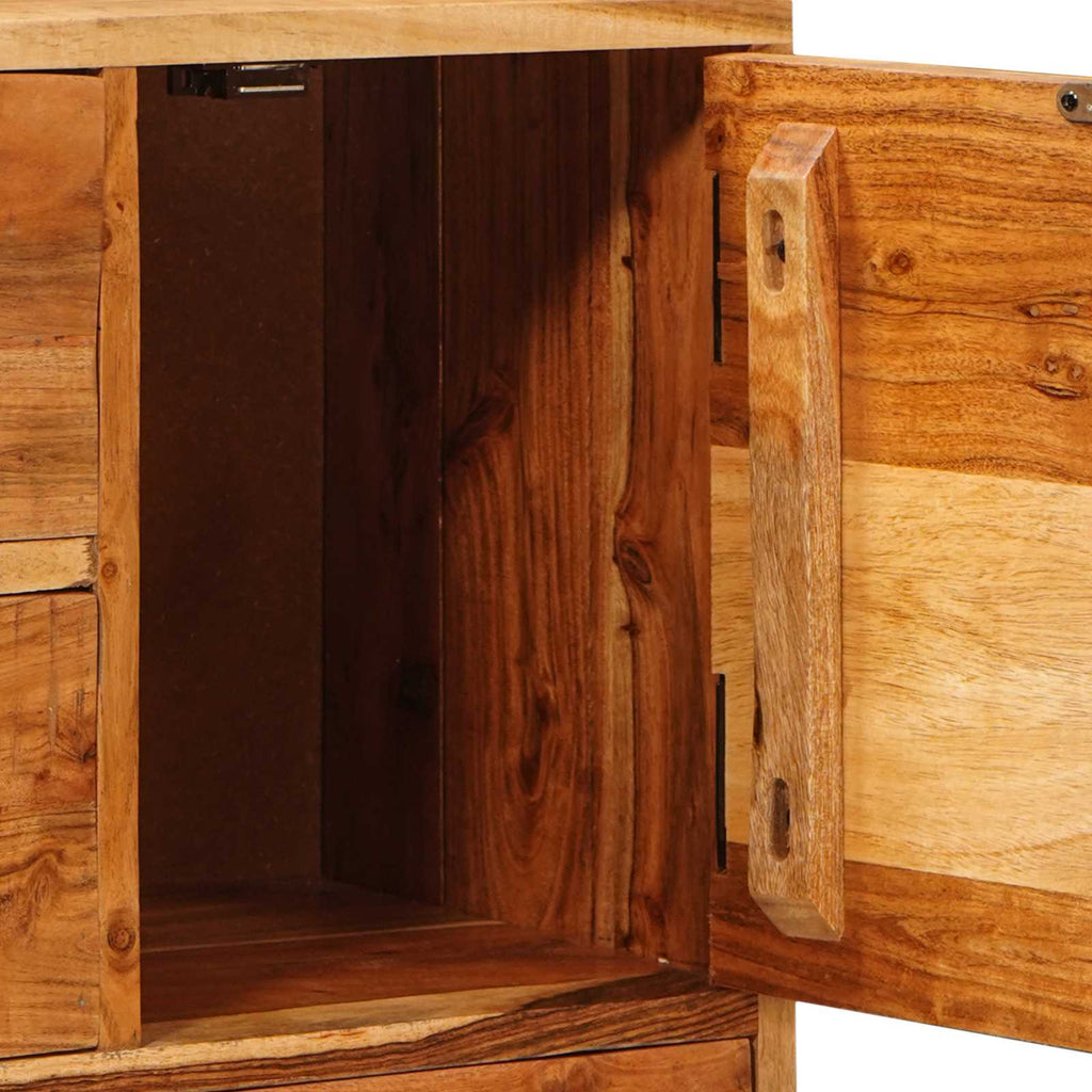 Commode Avec Porte Naturel 55 X 30 X 90 Cm Bois D'acacia Massif