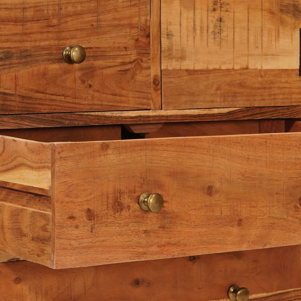Commode Avec Porte Naturel 55 X 30 X 90 Cm Bois D'acacia Massif