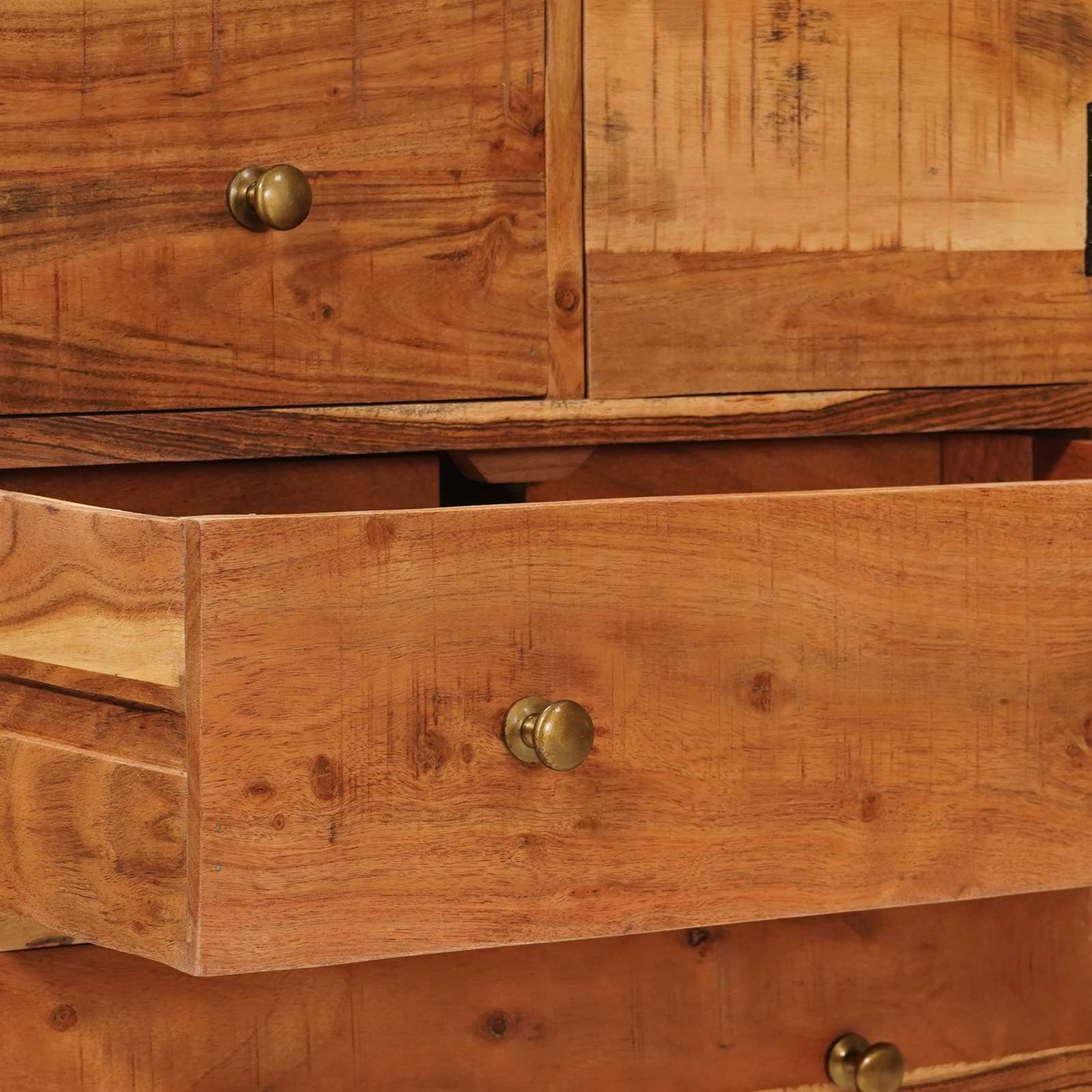 Commode Avec Porte Naturel 55 X 30 X 90 Cm Bois D'acacia Massif