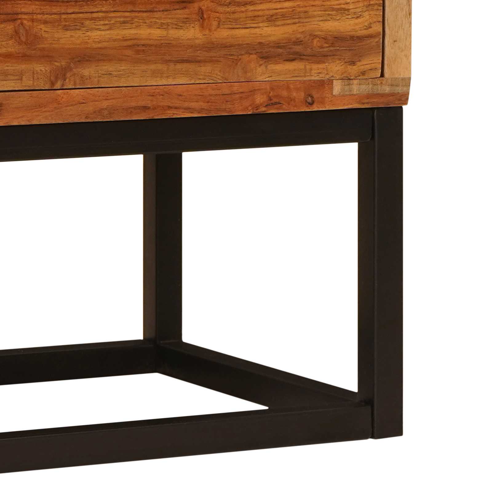 Commode Avec Porte Naturel 55 X 30 X 90 Cm Bois D'acacia Massif