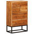 Commode Avec Porte Naturel 55 X 30 X 90 Cm Bois D'acacia Massif