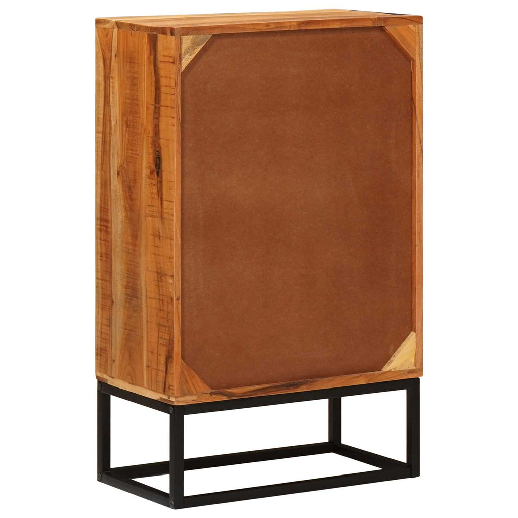 Commode Avec Porte Naturel 55 X 30 X 90 Cm Bois D'acacia Massif