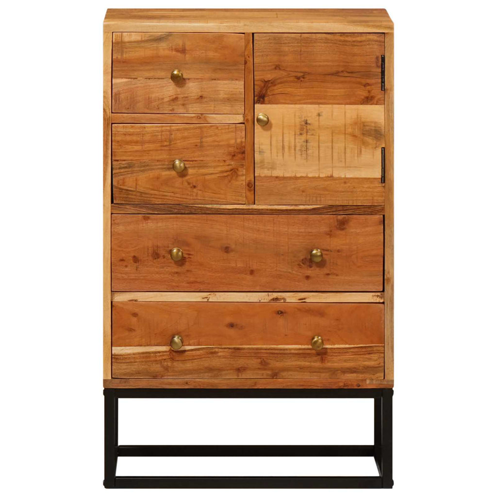 Commode Avec Porte Naturel 55 X 30 X 90 Cm Bois D'acacia Massif