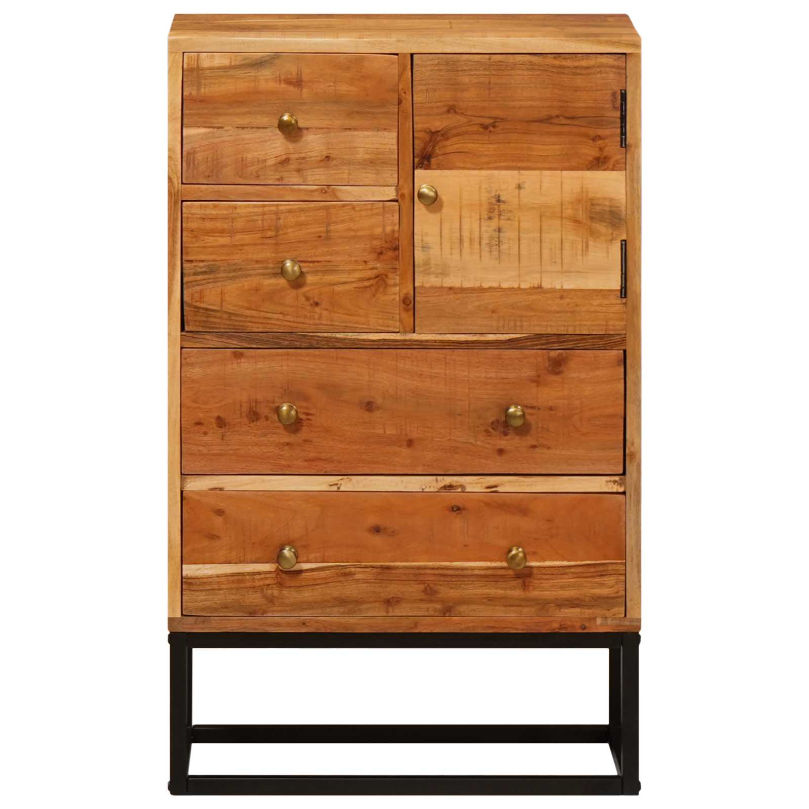 Commode Avec Porte Naturel 55 X 30 X 90 Cm Bois D'acacia Massif