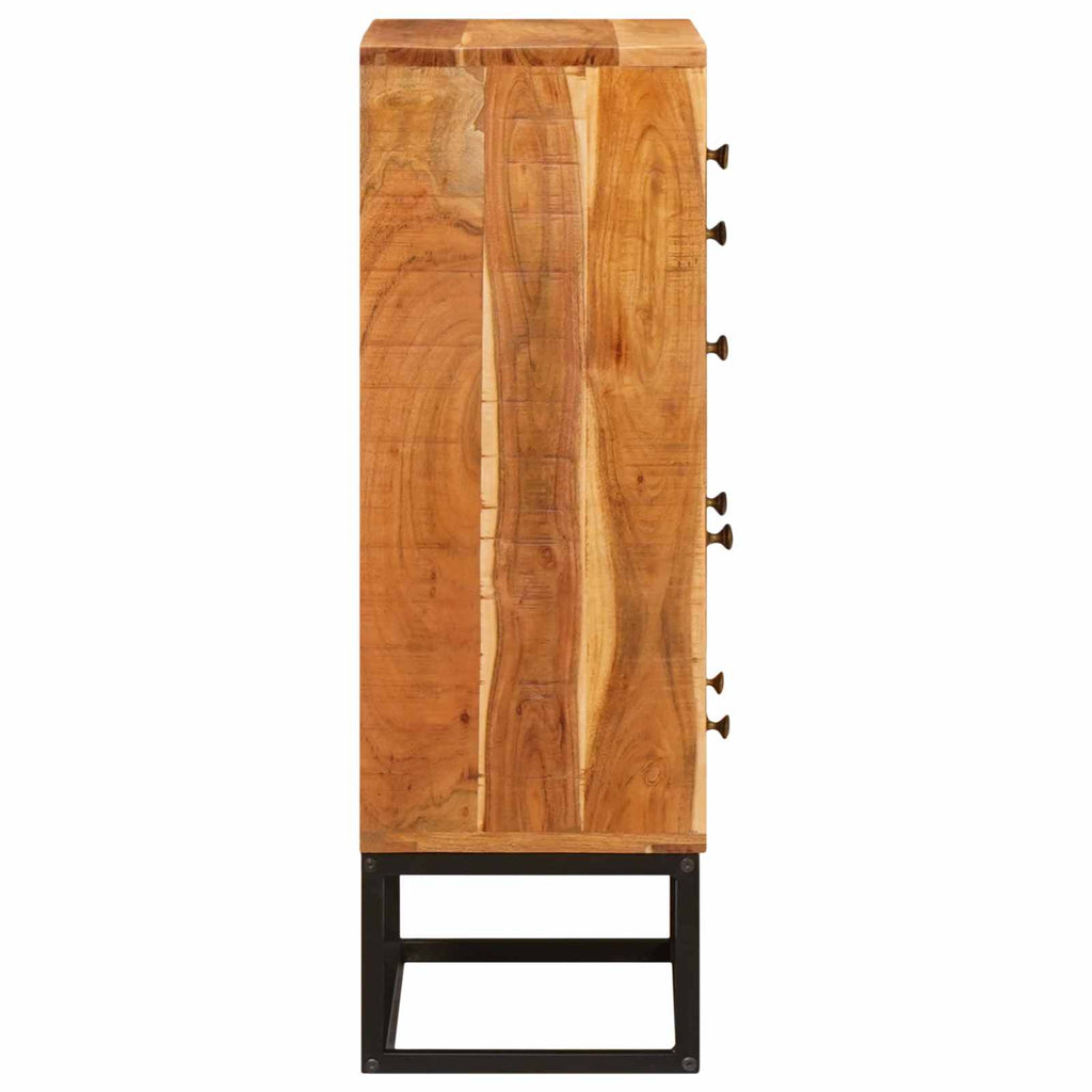 Commode Avec Porte Naturel 55 X 30 X 90 Cm Bois D'acacia Massif