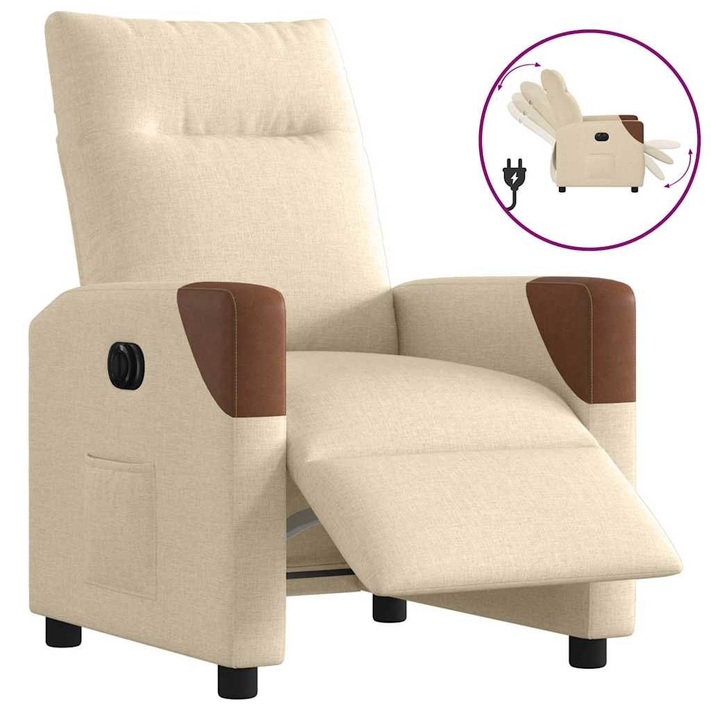 Fauteuil Inclinable De Massage Électrique Tissu Crème