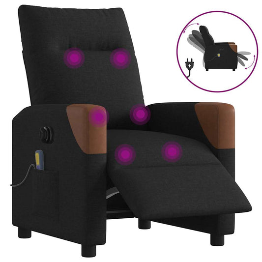 Fauteuil De Massage Inclinable Électrique Tissu Noir