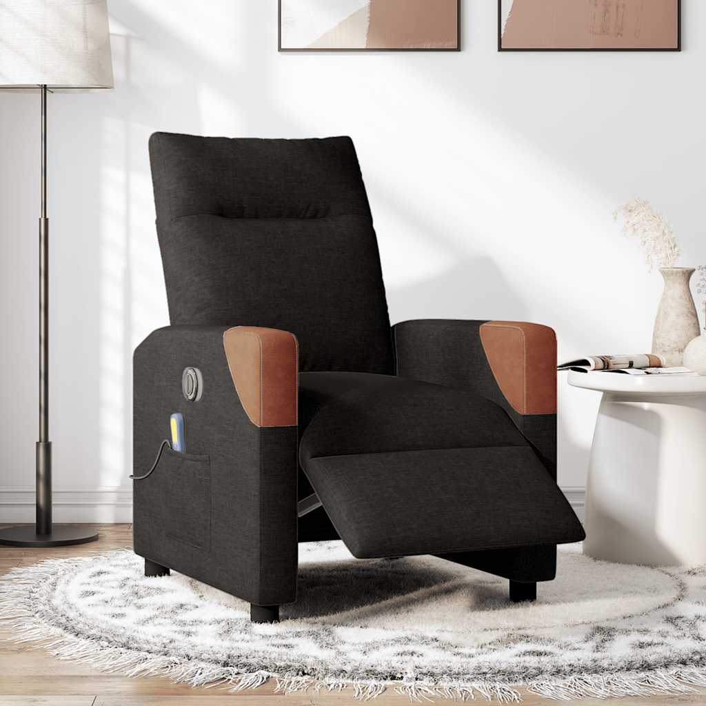 Fauteuil De Massage Inclinable Électrique Tissu Noir