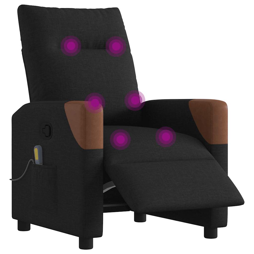 Fauteuil De Massage Inclinable Électrique Tissu Noir