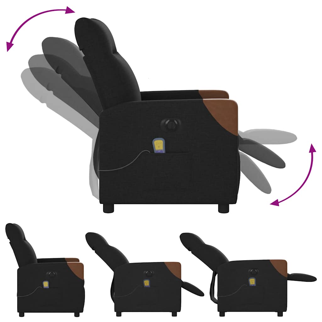 Fauteuil De Massage Inclinable Électrique Tissu Noir