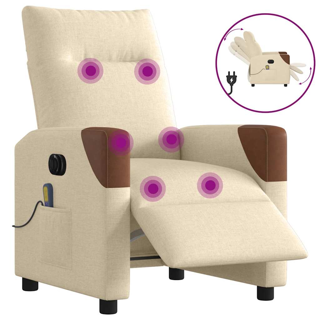 Fauteuil Inclinable De Massage Électrique Tissu Crème