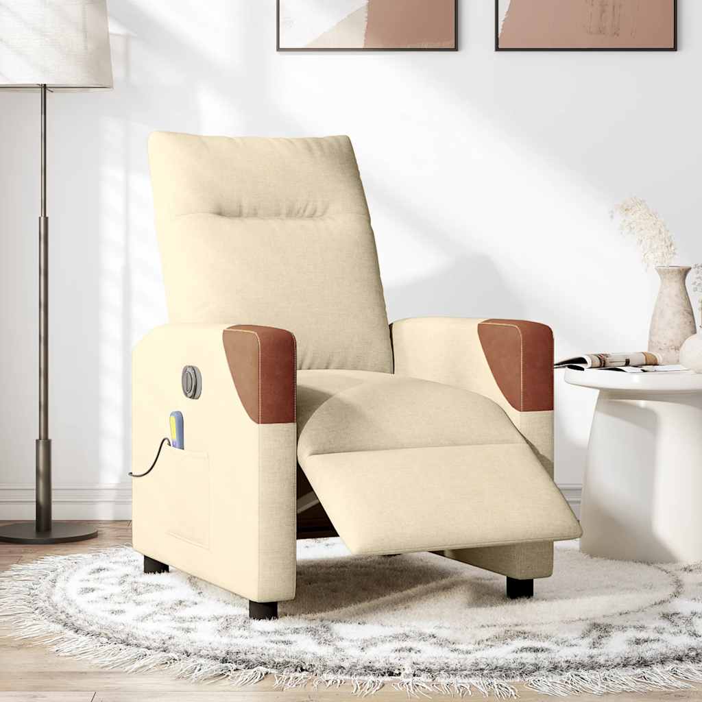 Fauteuil Inclinable De Massage Électrique Tissu Crème
