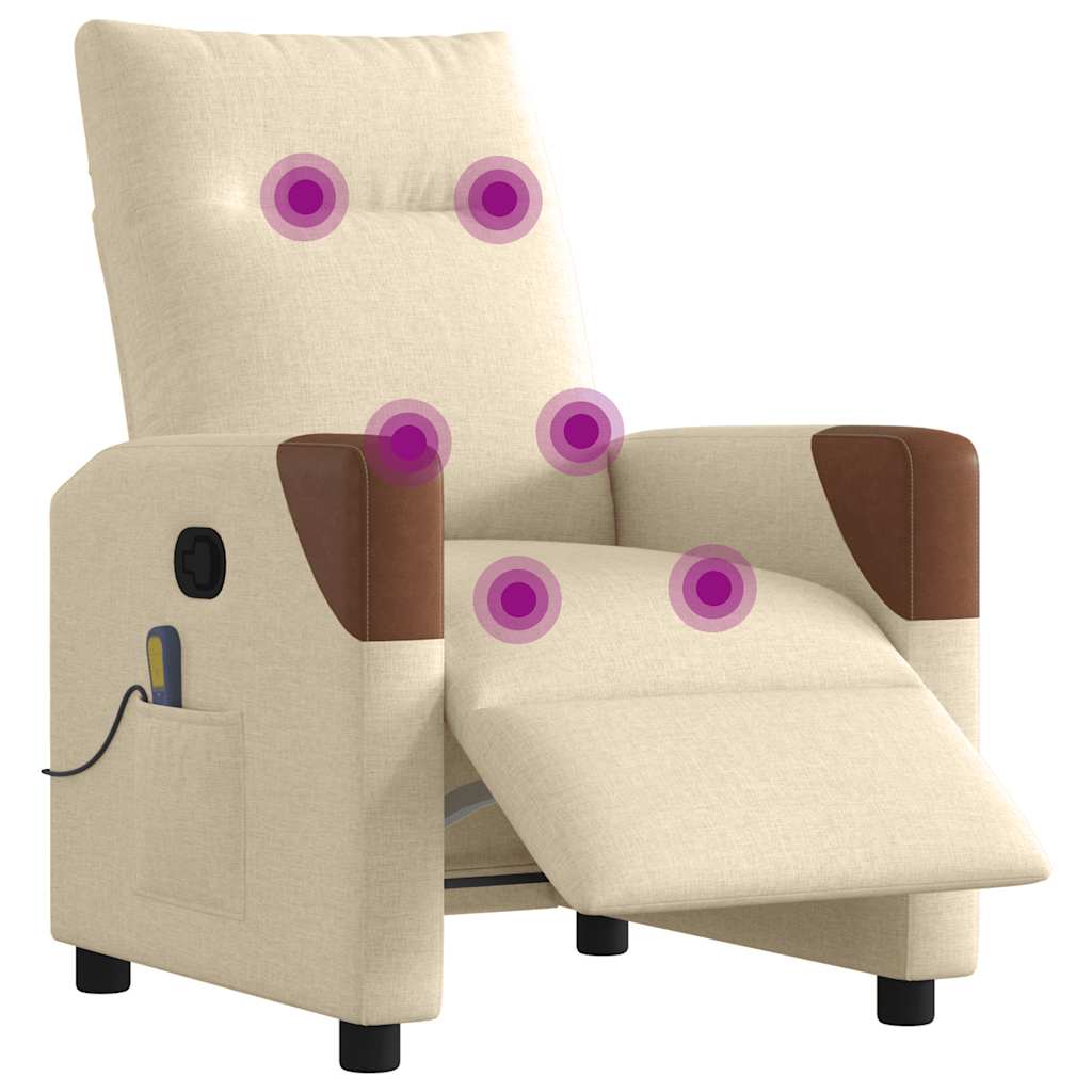 Fauteuil Inclinable De Massage Électrique Tissu Crème