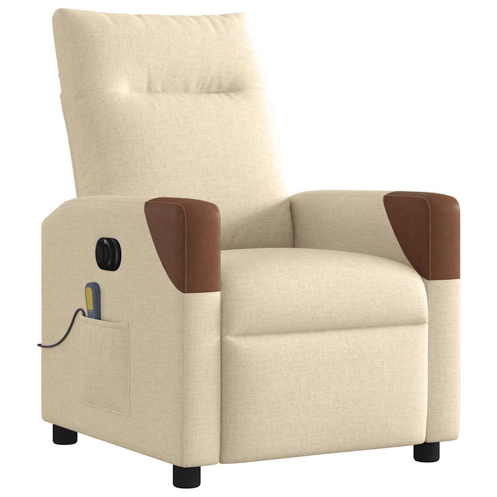 Fauteuil Inclinable De Massage Électrique Tissu Crème