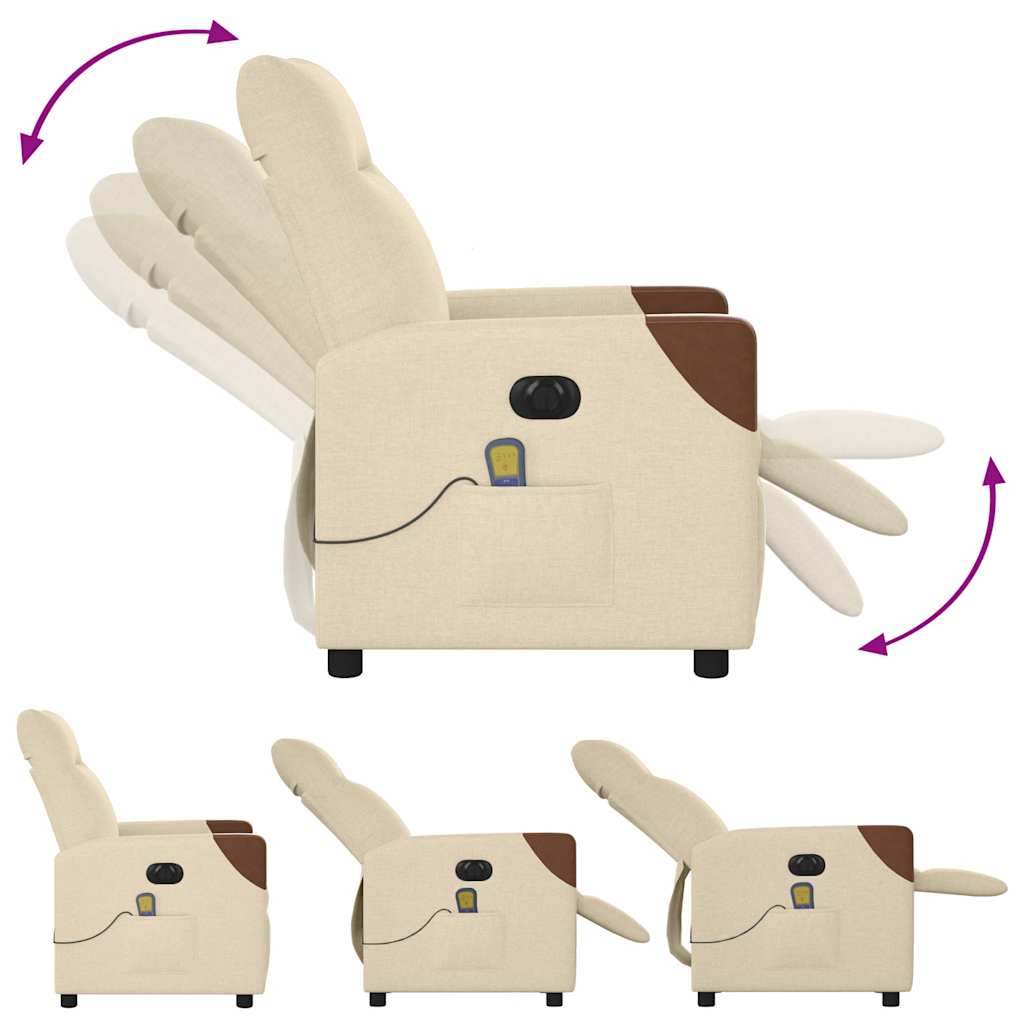 Fauteuil Inclinable De Massage Électrique Tissu Crème
