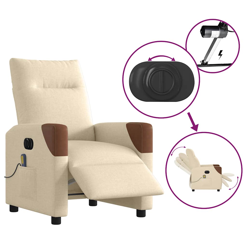 Fauteuil Inclinable De Massage Électrique Tissu Crème