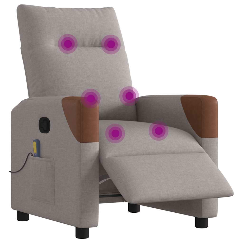 Fauteuil De Massage Inclinable Électrique Tissu Taupe