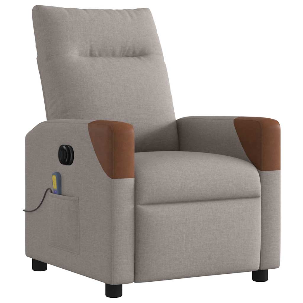 Fauteuil De Massage Inclinable Électrique Tissu Taupe
