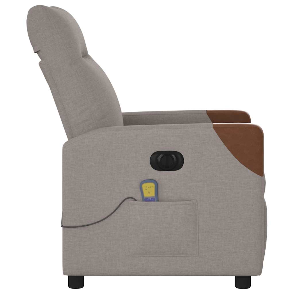 Fauteuil De Massage Inclinable Électrique Tissu Taupe