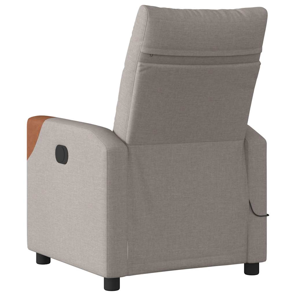 Fauteuil De Massage Inclinable Électrique Tissu Taupe