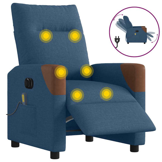 Fauteuil Inclinable De Massage Électrique Tissu Bleu