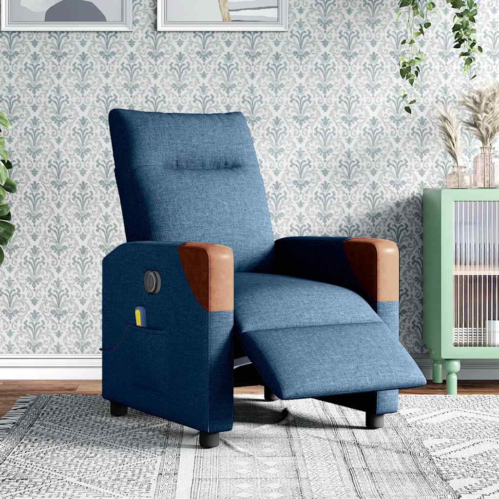 Fauteuil Inclinable De Massage Électrique Tissu Bleu