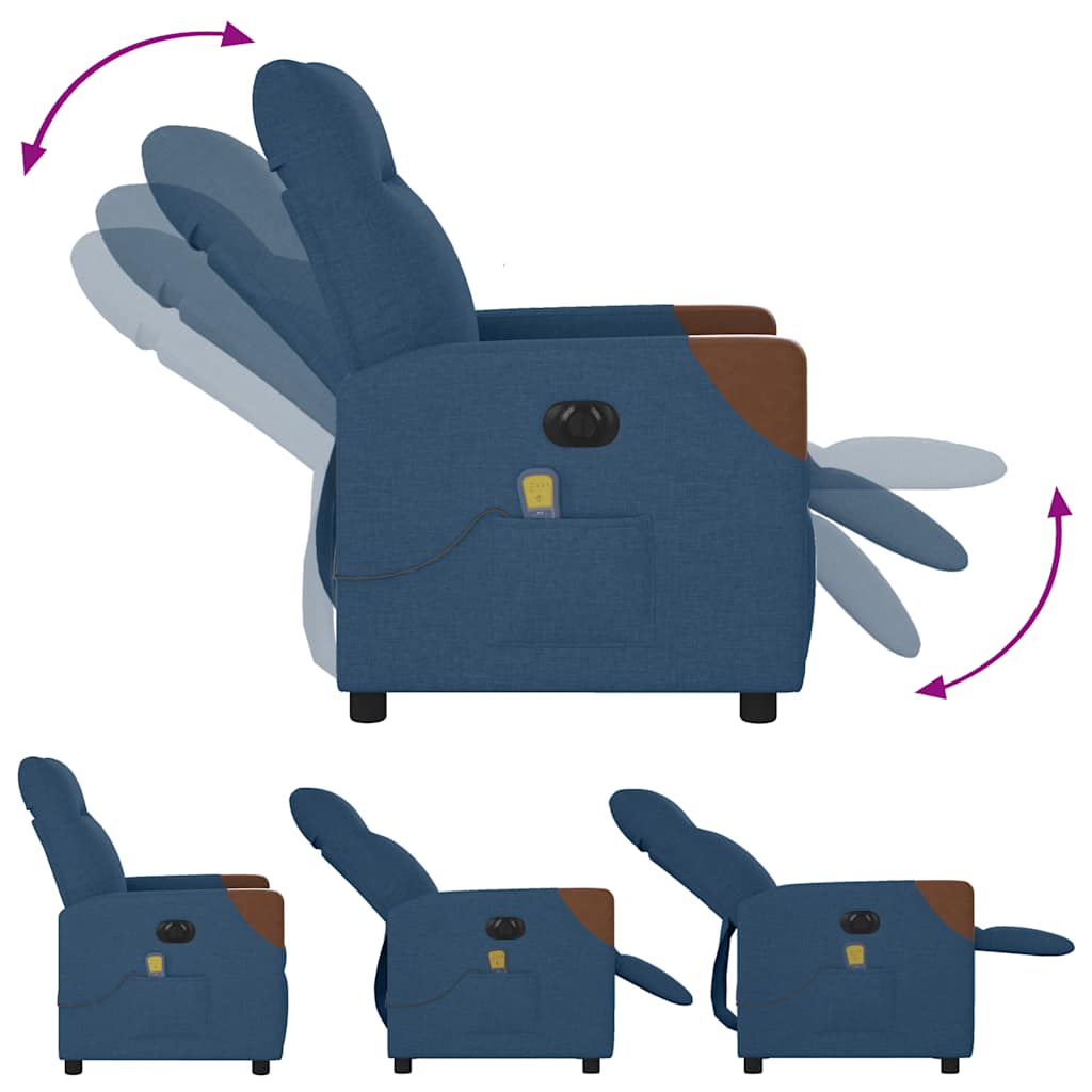 Fauteuil Inclinable De Massage Électrique Tissu Bleu
