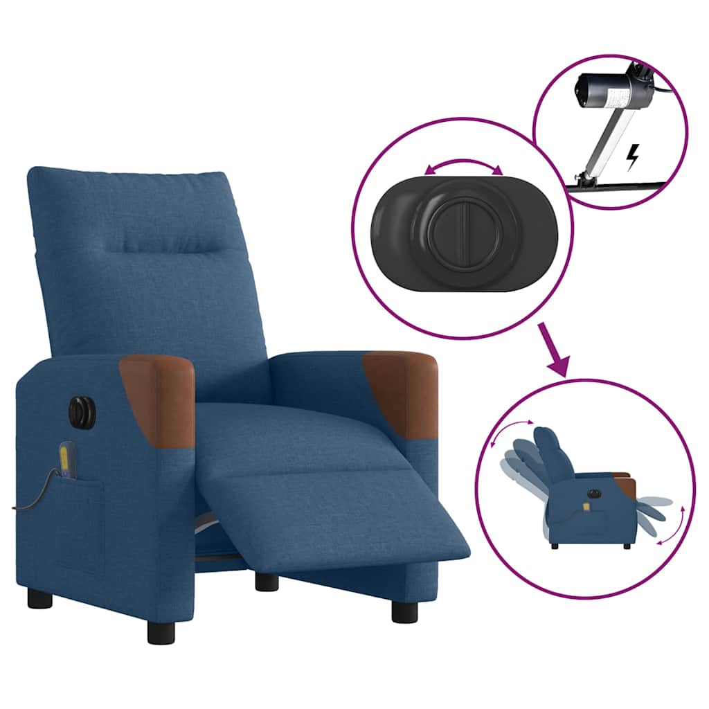Fauteuil Inclinable De Massage Électrique Tissu Bleu