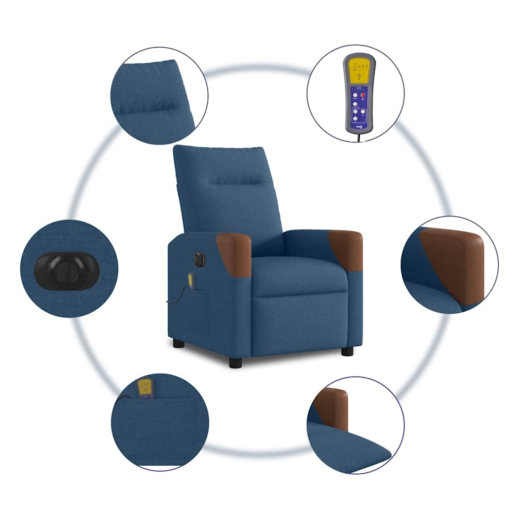 Fauteuil Inclinable De Massage Électrique Tissu Bleu